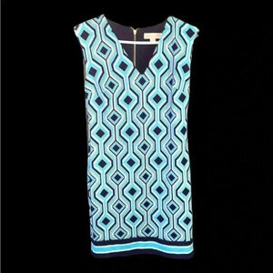 Michael Kors Geometric Sleeveless Zipper Dress Sz S